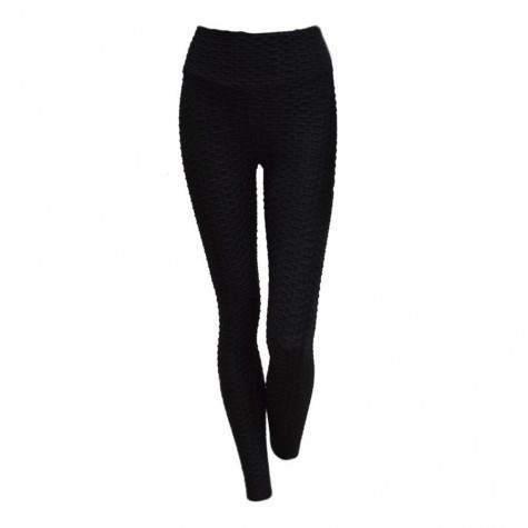 Sports Leggings Elastic Slim Hip Push Up Pleated Pants(Black S)