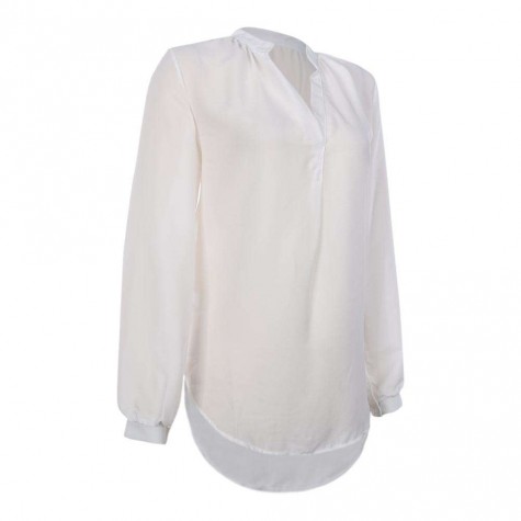 Elegant Charming V-Neck Casual Chiffon Blouse Long Sleeve Tops