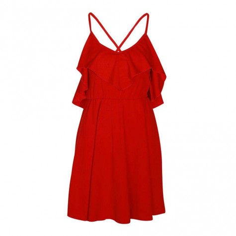 Deep V-Neck Slip Dress Backless Summer Ruffle Charming Beach Clothing