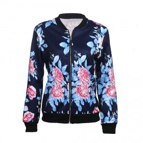 European Style Cotton Flower Floral Print Jacket Long Sleeve Coat(S)