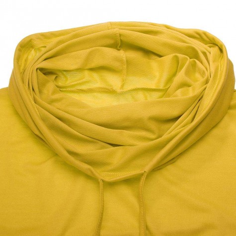 Fleece Hoodies Drawstring Irregular Loose Solid Color (Yellow)(L)