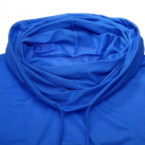 Long Sleeve Fleece Hoodies Irregular Loose Solid Color (Blue)(S)