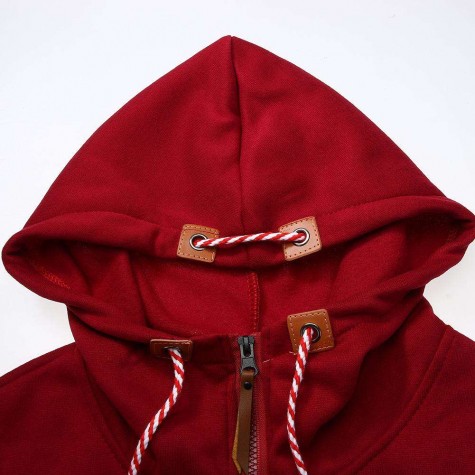 Fleece Straw Rope Long Sleeve Pocket Hoodies Coat