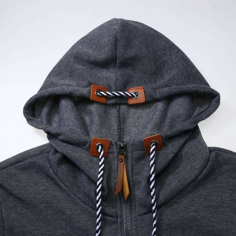 Casual Straw Rope Long Sleeve Pocket Hoodies Coat