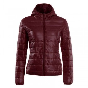 Winter Slim Cotton Padded Coat Hooded Warm Short Jacket(Dark Brown,M)