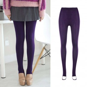 Winter Leggings Warm Elastic Slim Leggings Step Foot Pants(Purple)