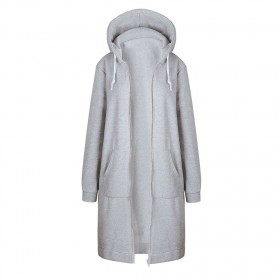 Winter Long Hoodie Coat Pockets Zipper Hooded Jacket