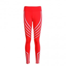 Elastic Sports Shiny Yoga Pants High Waist Exercise Leggings(Red M)