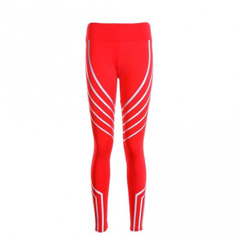 Elastic Sports Shiny Yoga Pants High Waist Exercise Leggings(Red M)