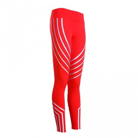 Elastic Sports Shiny Yoga Pants High Waist Exercise Leggings(Red M)