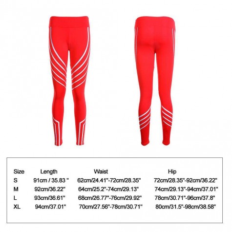 Elastic Sports Shiny Yoga Pants High Waist Exercise Leggings(Red M)