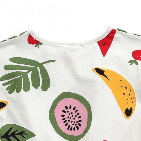 Sweet Short Sleeve Girls T-shirt Fruit Print O-Neck Basic Clothes (5-6T)