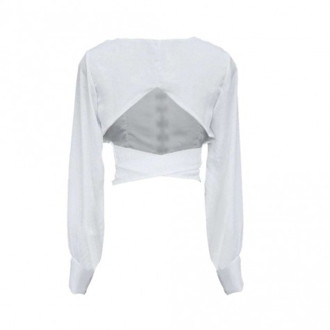 Long Sleeve Solid Color Crop Tops Boat Neck Casual T-shirt