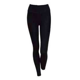 Sports Leggings Elastic Slim Hip Push Up Pleated Pants(Black S)