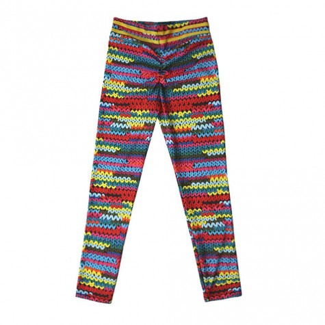 Charming Knit Colorful Print Leggings Thick Gym Workout Sporting Pants