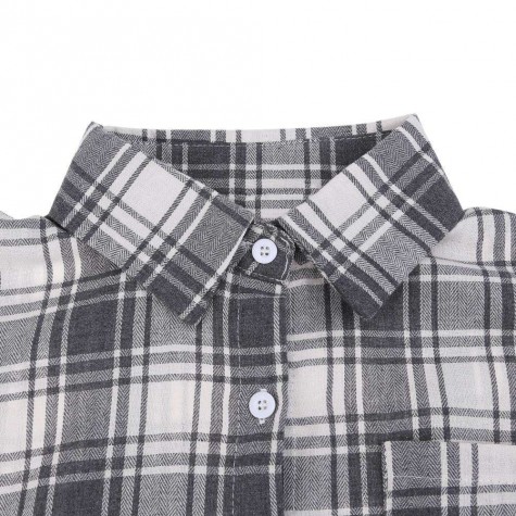 Fashion Long Sleeve Plaid Shirt Casual Turn-Down Collar Blouse