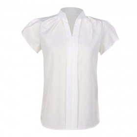 V-Neck Slim Fit Summer Chiffon Solid Blouses Fashion Tops