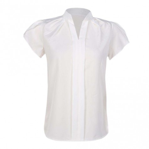 V-Neck Slim Fit Summer Chiffon Solid Blouses Fashion Tops