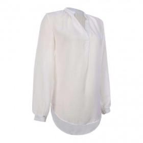 Elegant Charming V-Neck Casual Chiffon Blouse Long Sleeve Tops