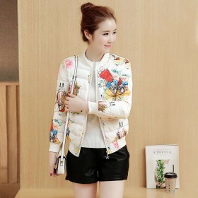 Winter Warm Fashion Floral Print Cotton-padded Jacket Coat