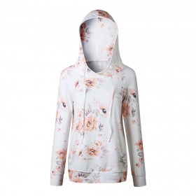 Floral Print Casual Long Sleeve Hoodies Pullover Tops Sweatshirts