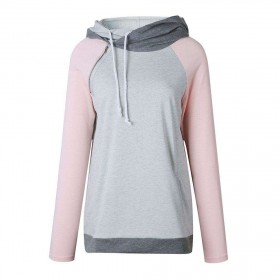 Casual Slim Fit Hoodies Splicing Color Drawstring Pullovers Tops