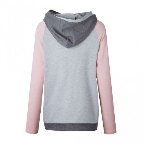 Casual Slim Fit Hoodies Splicing Color Drawstring Pullovers Tops