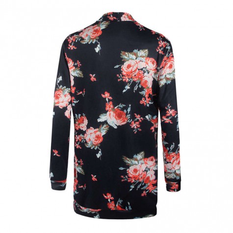 Floral Print Long Sleeve Soft Cardigans Tops Fashion Casual Coat