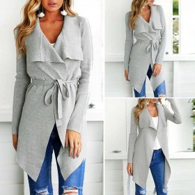 Waterfall Collar Slim Autumn Irregular Trench Coat Cardigan