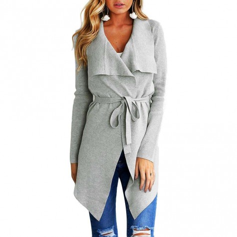 Waterfall Collar Slim Autumn Irregular Trench Coat Cardigan