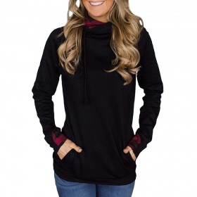 Long Sleeve Solid Zip Drawstring Hoodie Casual Sports Tops