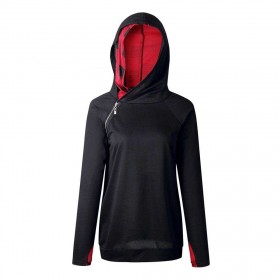 Long Sleeve Solid Zip Drawstring Hoodie Casual Sports Tops