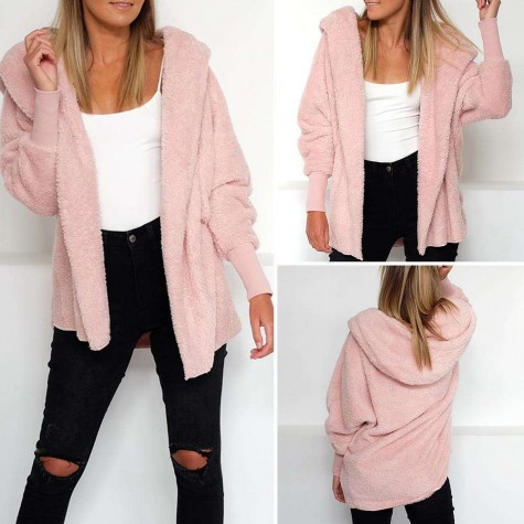 Long Sleeve Cardigan Casual Hooded Jacket Warm Coat Sweater