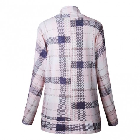 Plaid Open Front Long Sleeve Irregular Casual Cardigan Tops