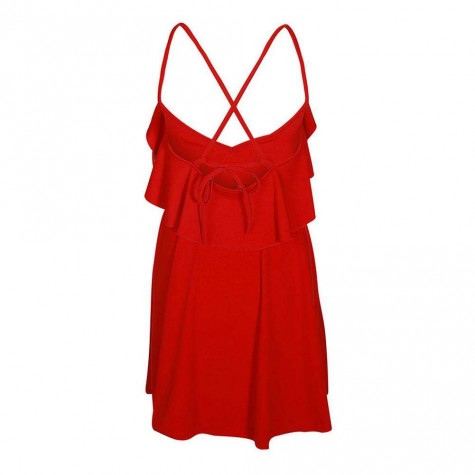 Deep V-Neck Slip Dress Backless Summer Ruffle Charming Beach Clothing