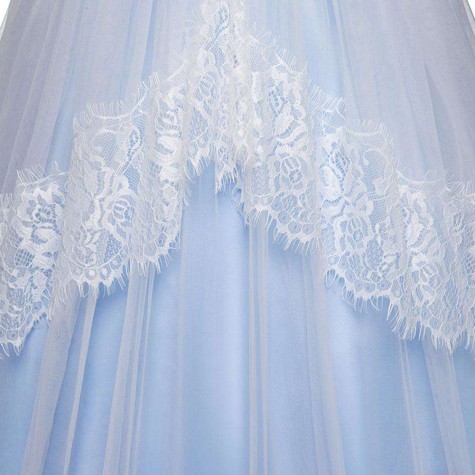 Girls Wedding Formal Dress Lace Elegant Long Prom Dresses Kids Ball Gown