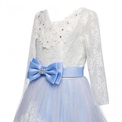 Girls Wedding Formal Dress Lace Elegant Long Prom Dresses Kids Ball Gown