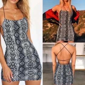 Lace Charming Backless Dress Hip Wrapped Club Print Mini Dresses