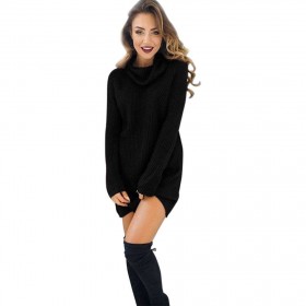 Sweater Knitted Dress Turtleneck Long Sleeve Casual Pullover Dresses