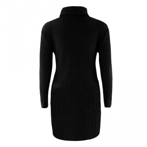 Sweater Knitted Dress Turtleneck Long Sleeve Casual Pullover Dresses