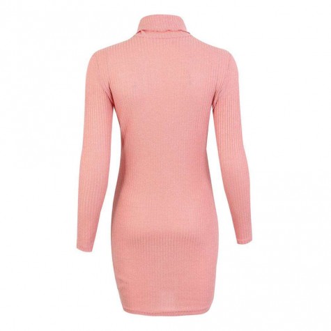 Winter Warm Turtleneck Knit Dress Long Sleeve Bodycon Sweater Dresses