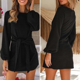 Long Sleeve Dress Casual Elegant O-Neck Daily Tunic Clothes