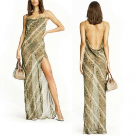 Strap Maxi Dress Party High Split Backless Loose Clothes