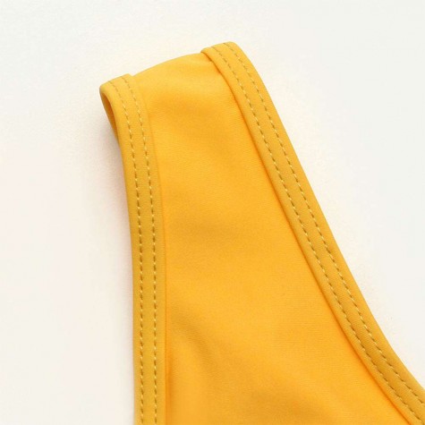 One Piece Swimsuit Backless High Cut Charming Swim Monokini (Yellow M)