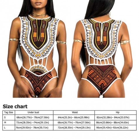 One Piece Swimsuit Retro Print African Style Push Up Monokini