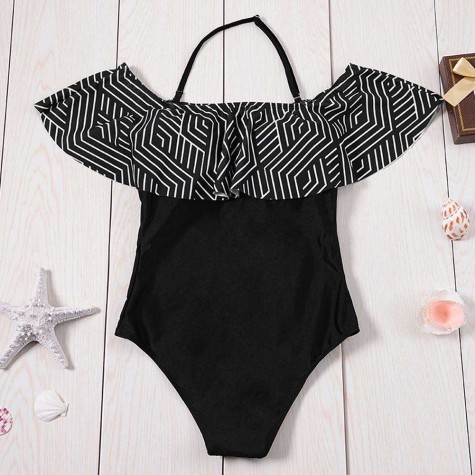 One Piece Off Shoulder Swimsuit Bikini Ruffle Charming Beach Swimwear