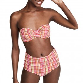 Charming Bikini Set Colorful Stripe High Waist Padded Bathing Suit