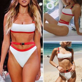 Charming Bikini Set Splicing Swimsuit Push Up Bra Cross Bathing Suit