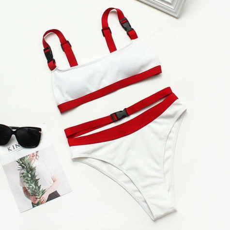 Charming Bikini Set Splicing Swimsuit Push Up Bra Cross Bathing Suit