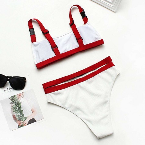 Charming Bikini Set Splicing Swimsuit Push Up Bra Cross Bathing Suit